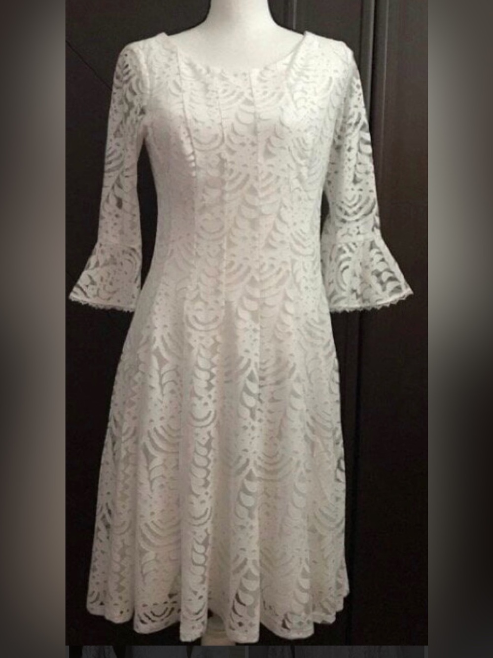Elegant White Lace Fit-and-Flare Dress